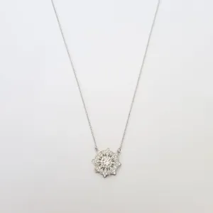 COLAR COM PINGENTE MAXI FLOR RÓDIO BRANCO - ZIRCÔNIA CRISTAL