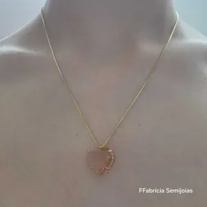 COLAR CORAÇÃO DOURADO PEDRA CITRINO