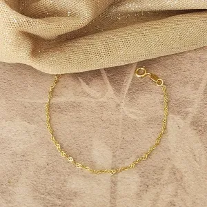 PULSEIRA DOURADA ELOS CORAÇÃO INFANTIL 15CM + 4CM