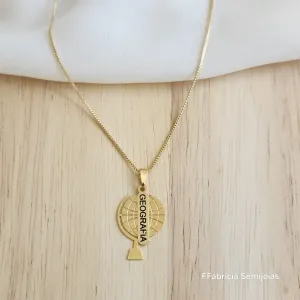 PINGENTE PROFISSÃO GEOGRAFIA DOURADO