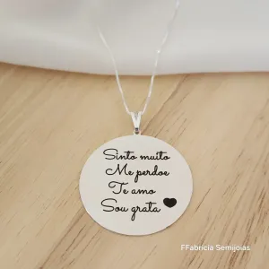 COLAR MANDALA HO´HOPONOPONO - SINTO MUITO, ME PERDOE, TE AMO, SOU GRATA - G
