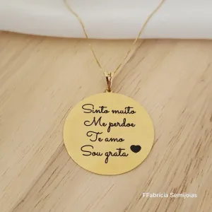 COLAR MANDALA HO´HOPONOPONO - SINTO MUITO, ME PERDOE, TE AMO, SOU GRATA - 4CM