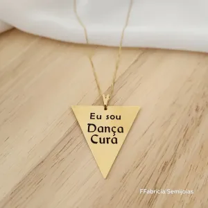 COLAR CORRENTE VENEZIANA 45+5CM COM PINGENTE MANDALA TRIÂNGULO 