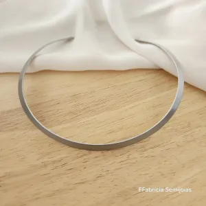 COLAR ARO GARGANTILHA POLIDA 5MM RODIO ACETINADO