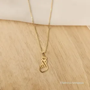 COLAR PINGENTE CORAÇÃO DE DEDO DORAMA - Finger Heart