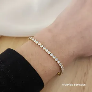 PULSEIRA DOURADA CRAVEJADA EM ZIRCÔNIAS CRISTAL