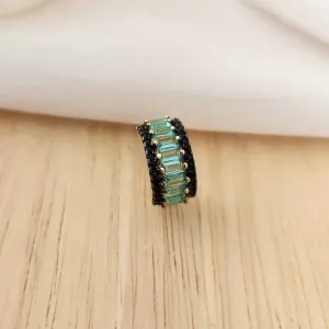 BRINCO PIERCING FAKE ZIRCÔNIAS VERDE E NEGRAS