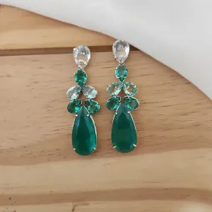 BRINCOS LUXO PEDRAS FORMAS TONS DE VERDE