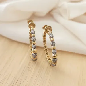 ARGOLA BOLINHAS DOURADA E ZIRCÔNIAS CRISTAL