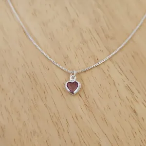 COLAR VENEZIANA 40CM PINGENTE CORAÇÃO LILÁS BANHO DE PRATA