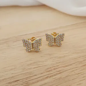 BRINCO BORBOLETA CRAVEJADO EM MICROZIRCÔNIAS CRISTAL