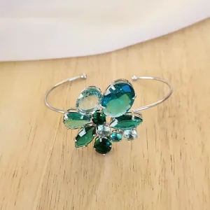 BRACELETE LUXO PEDRAS VERDES TONS VARIADOS