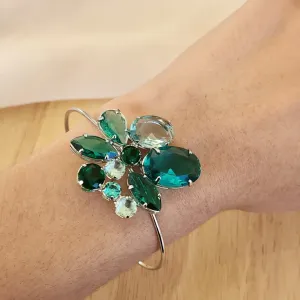 BRACELETE LUXO PEDRAS VERDES TONS VARIADOS