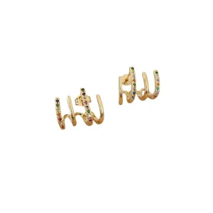 BRINCO EAR CUFF 4 FIOS CRAVEJADO EM MICROZIRCÔNIAS COLORIDAS