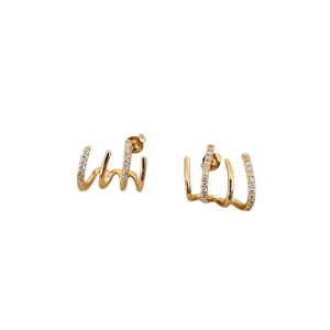 BRINCO EAR CUFF 4 FIOS CRAVEJADO EM MICROZIRCÔNIAS CRISTAL