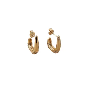 BRINCO MEIA ARGOLA CRAVEJADA EM MICROZIRCÔNIA CRISTAL