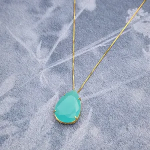 COLAR DOURADO PEDRA AZUL