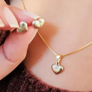 CONJUNTO CORAÇÃO BANHO TONS AMARELO, VERMELHO E PRATA