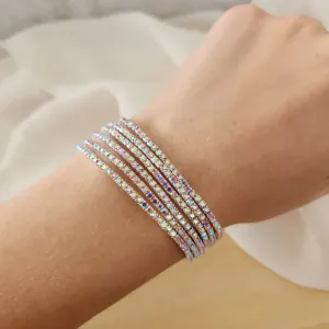 KIT 6 PULSEIRAS ZIRCÔNIAS ROSA CLARO FURTA COR