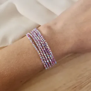KIT 6 PULSEIRAS ZIRCÔNIAS ROSA ESCURO
