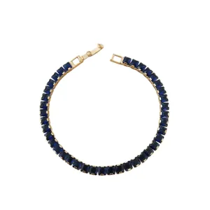 PULSEIRA DOURADA NAVETES QUADRADAS AZUL
