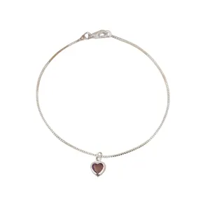 PULSEIRA VENEZIANA PINGENTE CORAÇÃO LILÁS BANHO DE PRATA