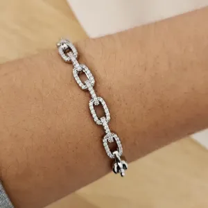 BRACELETE LUXO CORRENTE CRAVEJADO EM MICROZIRCÔNIAS