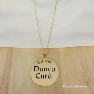 COLAR CORRENTE VENEZIANA 45+5CM COM PINGENTE MANDALA EU SOU DANÇA CURA G- 4CM