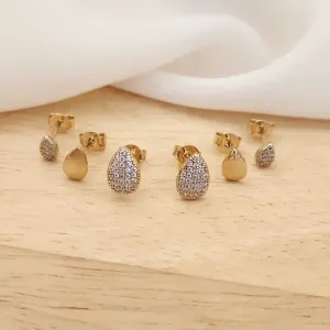 TRIO TRÊS GOTAS TAMANHOS DIFERENTES 2 CRAVEJADAS EM MICROZIRCÔNIAS E UMA LISA