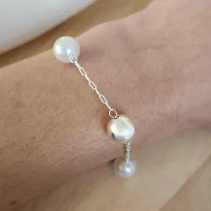 PULSEIRA COM DUAS PÉROLAS E DUAS BOLAS 10MM