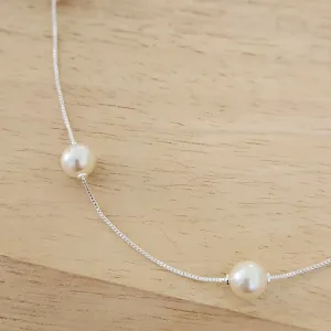 COLAR VENEZIANA COM PÉROLAS 8MM 45CM