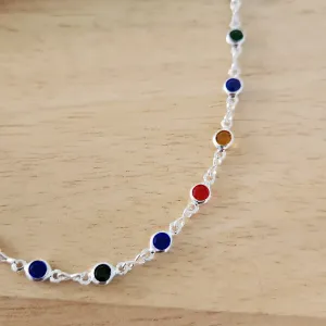 COLAR CORRENTE PEDRAS COLORIDAS 4MM