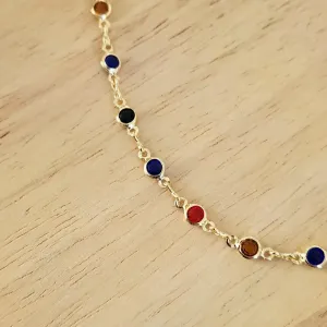 COLAR CORRENTE PEDRAS COLORIDAS 4MM