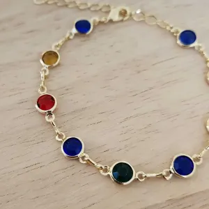 PULSEIRA CORRENTE PEDRAS COLORIDAS 6MM TONS ESCUROS