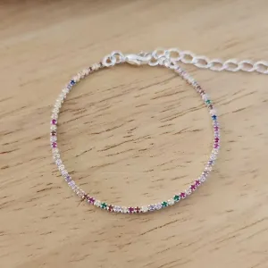 PULSEIRA INFANTIL RIVIERA MICROZIRCÔNIAS COLORIDAS 15CM