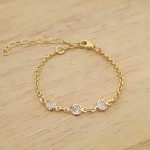 PULSEIRA INFANTIL ELO PORTUGUÊS COM CORAÇÃO 15CM