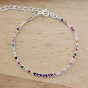PULSEIRA RIVIERA MICROZIRCÔNIAS COLORIDAS 18CM
