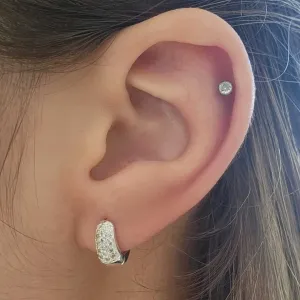 ARGOLINHA BANHO DE PRATA CRAVEJADA EM MICROZIRCÔNIAS PP