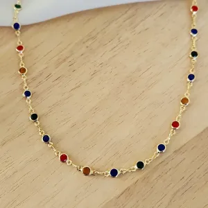COLAR CORRENTE PEDRAS COLORIDAS 4MM