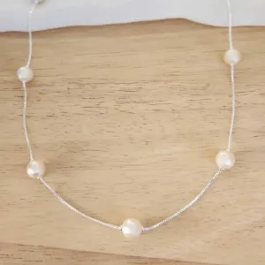 COLAR VENEZIANA COM PÉROLAS 8MM 45CM