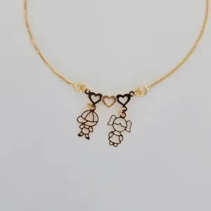 COLAR VENEZIANA DOURADO CASAL CORAÇÕES