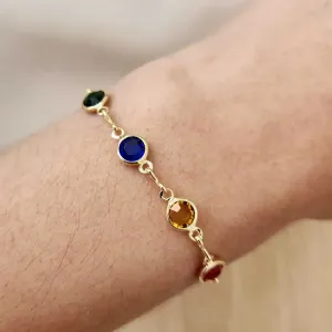 PULSEIRA CORRENTE PEDRAS COLORIDAS 6MM TONS ESCUROS