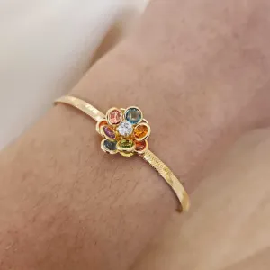 PULSEIRA FITAL COM PINGENTE FIXO DE FLOR TONS COLORIDOS