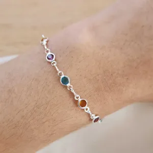 PULSEIRA INFANTIL BEBÊ CORRENTE PEDRAS COLORIDAS 4MM 10+5CM