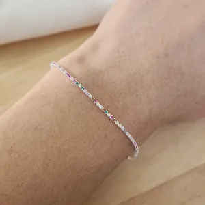 PULSEIRA INFANTIL RIVIERA MICROZIRCÔNIAS COLORIDAS 15CM