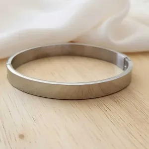 BRACELETE PULSEIRA AÇO LISA LARGA PRATA