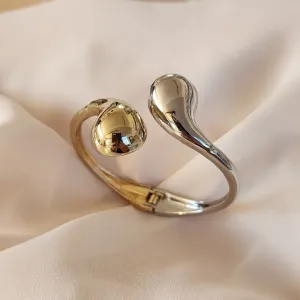 BRACELETE DOURADO E PRATA DUAS GOTAS