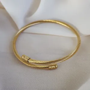 BRACELETE PULSEIRA AÇO ARO LISA DOURADA