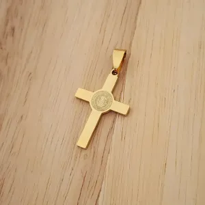 PINGENTE AÇO DOURADO CRUZ SÃO BENTO