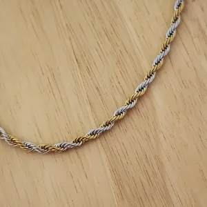 COLAR AÇO CORDÃO BAIANO DOURADO COM PRATA